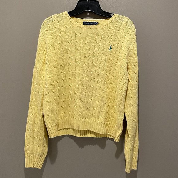 Tommy Hilfiger Sweaters - Tommy Hilfiger Lemon Yellow Long Sleeve Cable Knit Sweater  Size XL  Like New